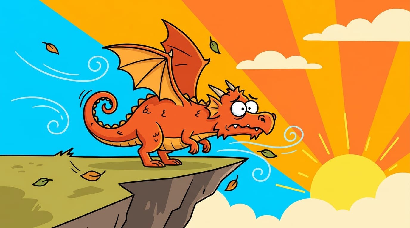 A dragon wakes on a cliff