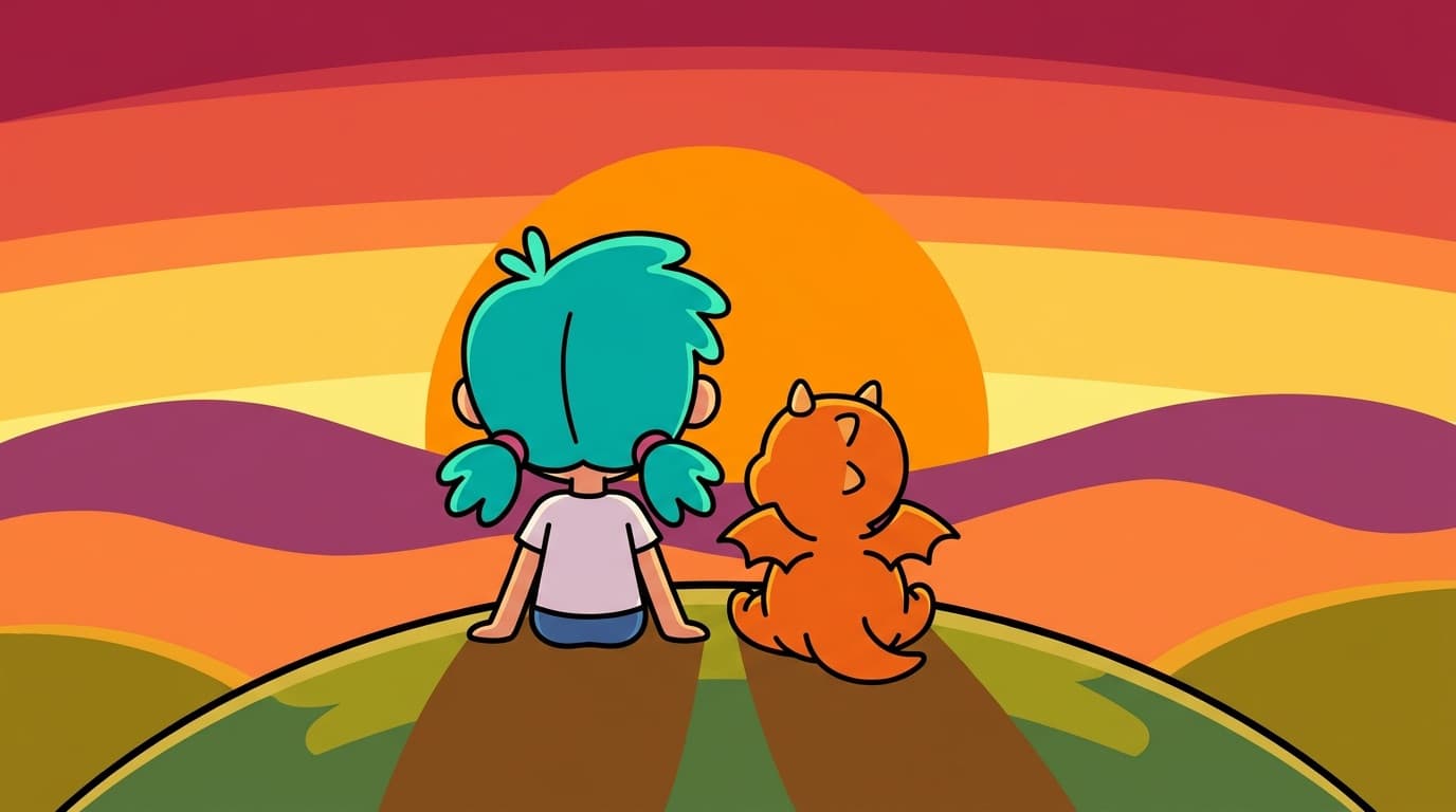 The sun goes down behind them