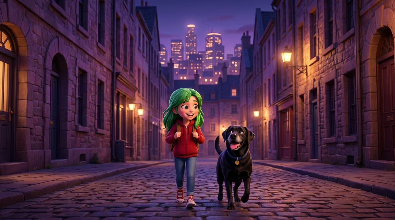The same street after dark