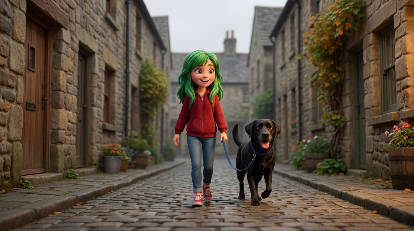 The two of them on a cobbled street
