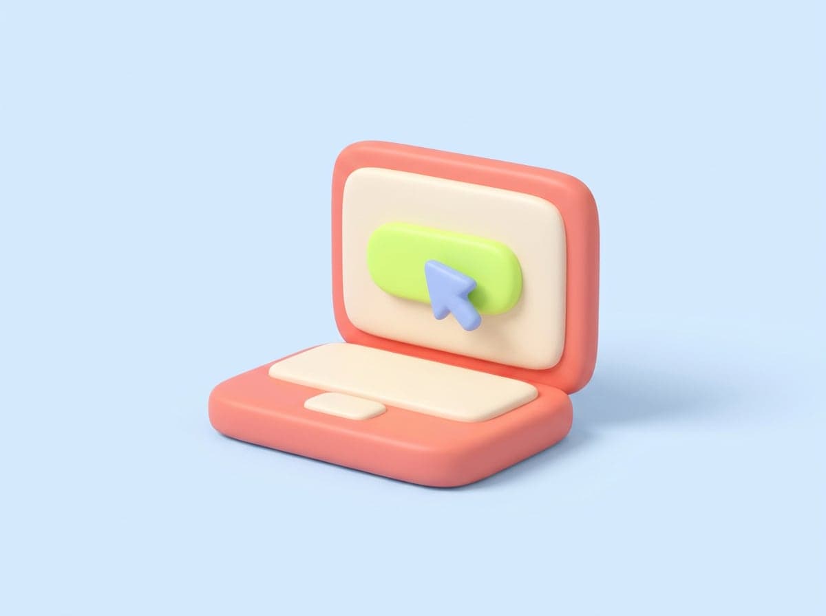 A laptop with one big button and a cursor clicking it
