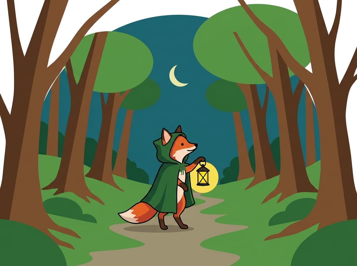 The same fox, drawn in a flat & bold style