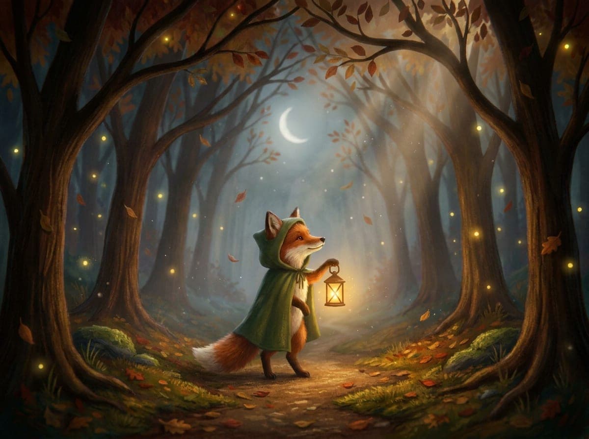 The same fox, drawn in a storybook paint style