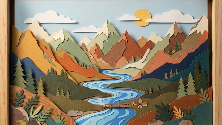 Layered card stock with real edges and shadows.